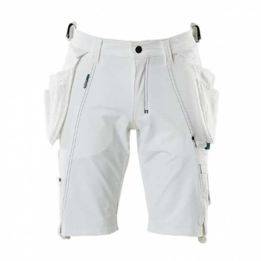 Mascot Advanced Lightweight Stretch Men's Work Shorts with Holster Pockets (White)